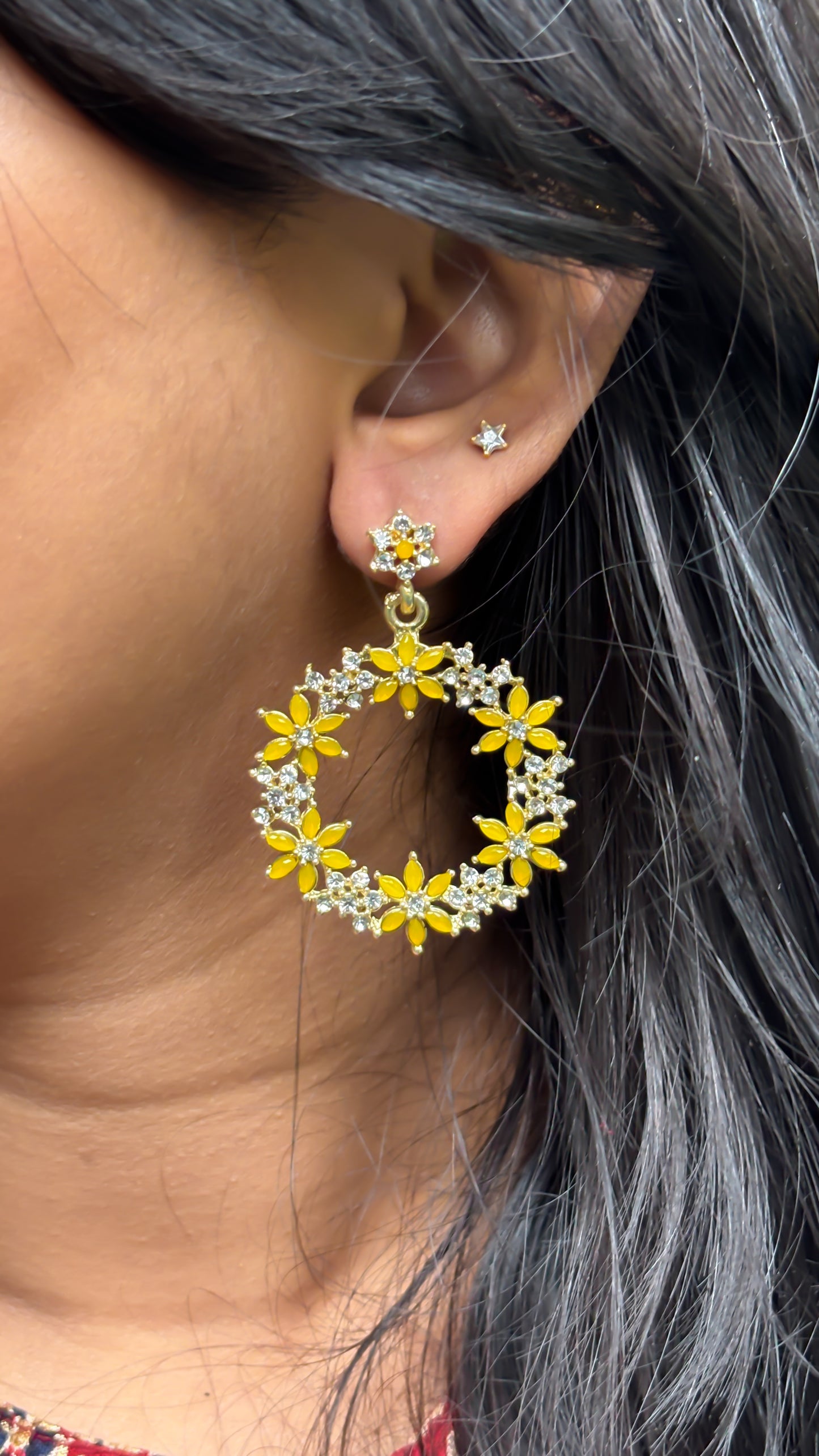 Stoned Flower Earrings