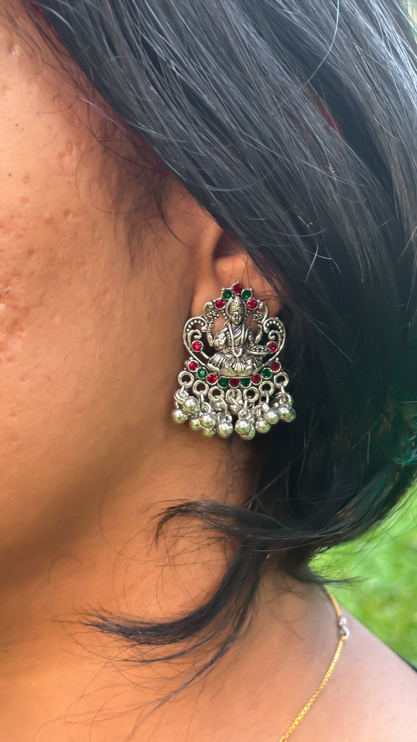 Silver Plated Lakshmi Earrings