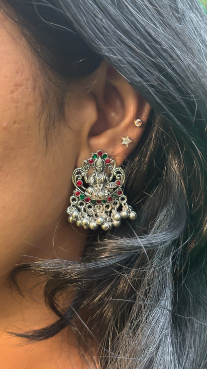 Silver Plated Lakshmi Earrings