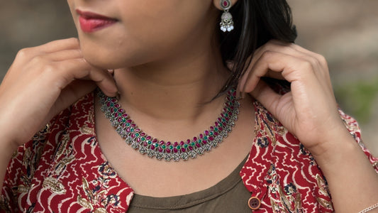 Ruby Stoned Necklace Set