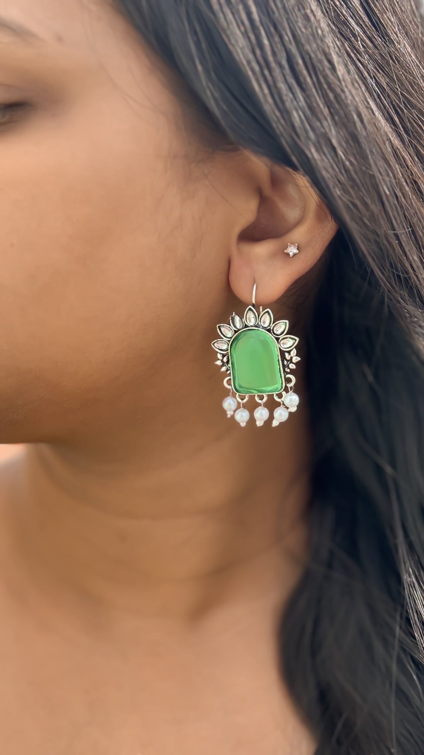 Green stone Earring